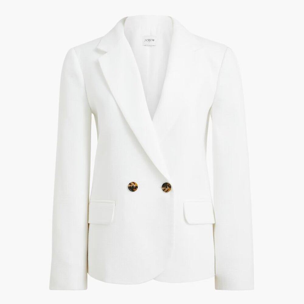 J. Crew Factory Textured Cotton Blazer in White Size 4 NWT‎